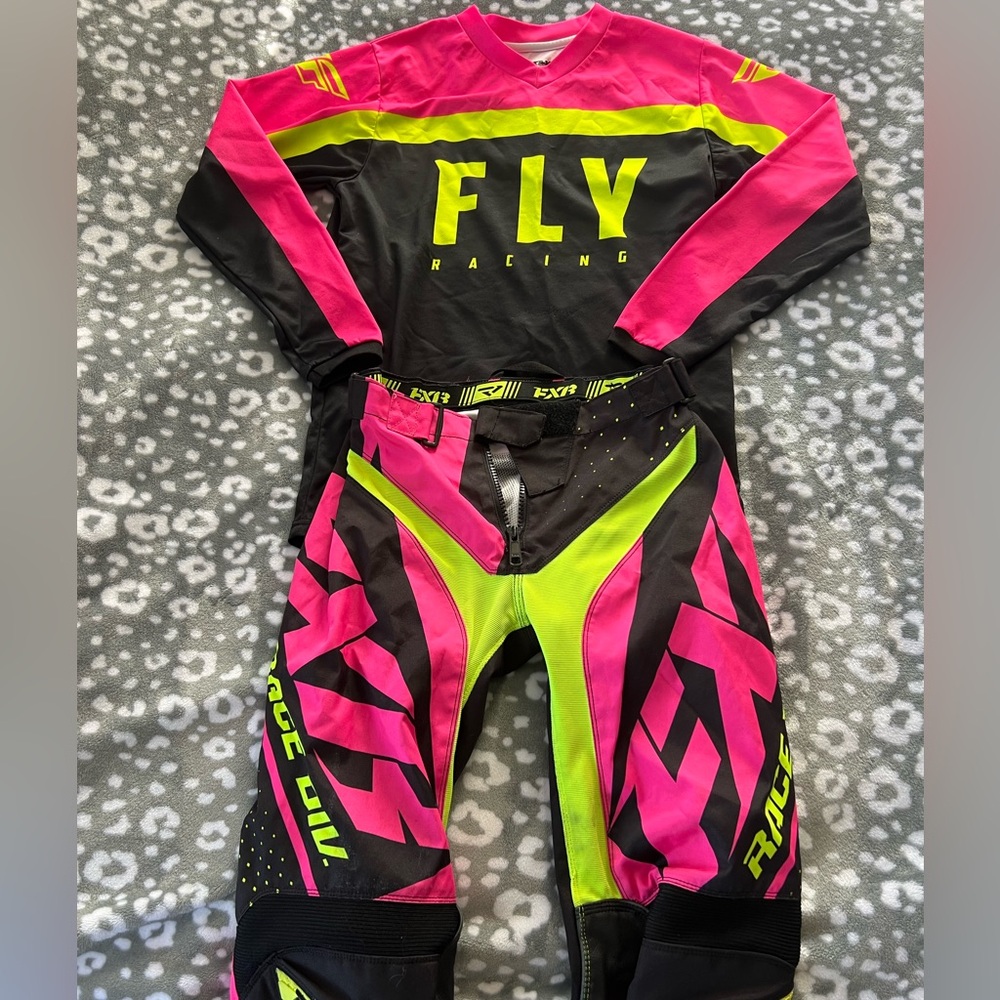 Fly Racing Pink and Yellow Motocross Set